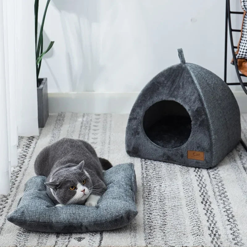 New Triangle Cat Nest Closed Cat House Pet Nest Warm and Thickened Deep Sleep Dog Nest Pet Supplies Closed Cat bed cat tents.