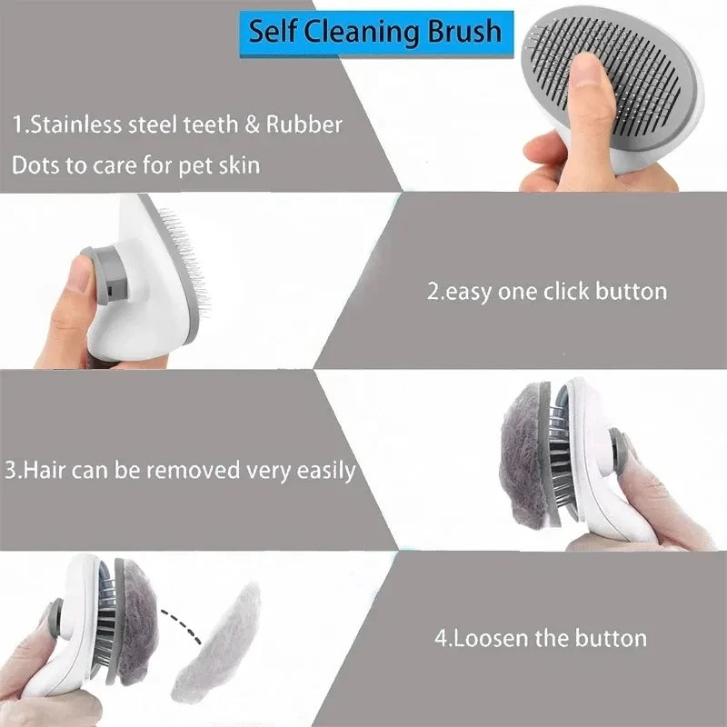 Self-cleaning Pet Hair Remove Comb Cat Slicker Brush Pet Hair Removal Comb For Cats Grooming Brushes Dog Combs Cat Accessories.
