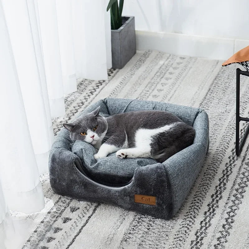 New Triangle Cat Nest Closed Cat House Pet Nest Warm and Thickened Deep Sleep Dog Nest Pet Supplies Closed Cat bed cat tents.