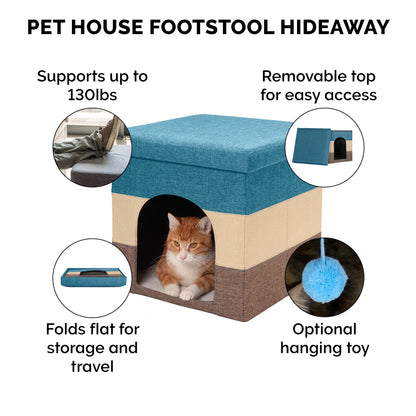 Pet Products Small Pet House Footstool for Dogs & Cats - Beach House Stripe.