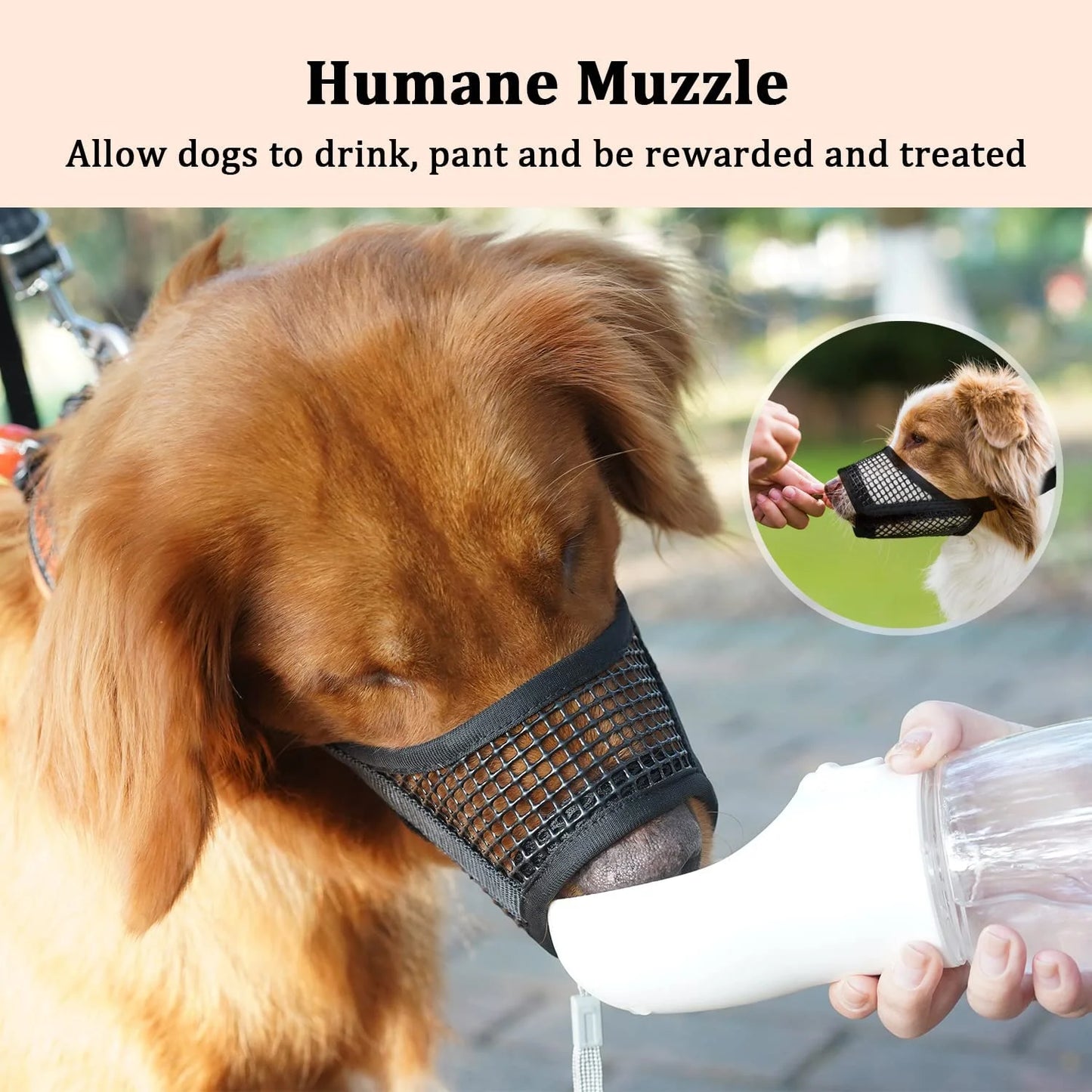 Dog Muzzle, Soft Mesh Muzzles for Small Medium Large Dogs Chihuahua Poodle Husky Labrador Retriever, Breathable Dog Mouth Guard for Biting Chewing Grooming, Allow Panting Drinking, Easy to Use