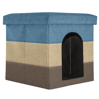 Pet Products Small Pet House Footstool for Dogs & Cats - Beach House Stripe.