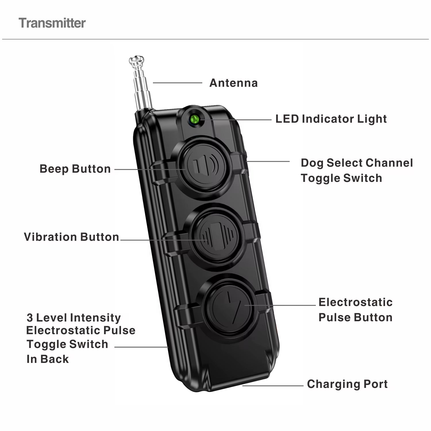 Rechargeable Anti-Bark Dog Training Collar, Waterproof, Remote Control, Pet Product, Puppy, Small Dog, 400M.