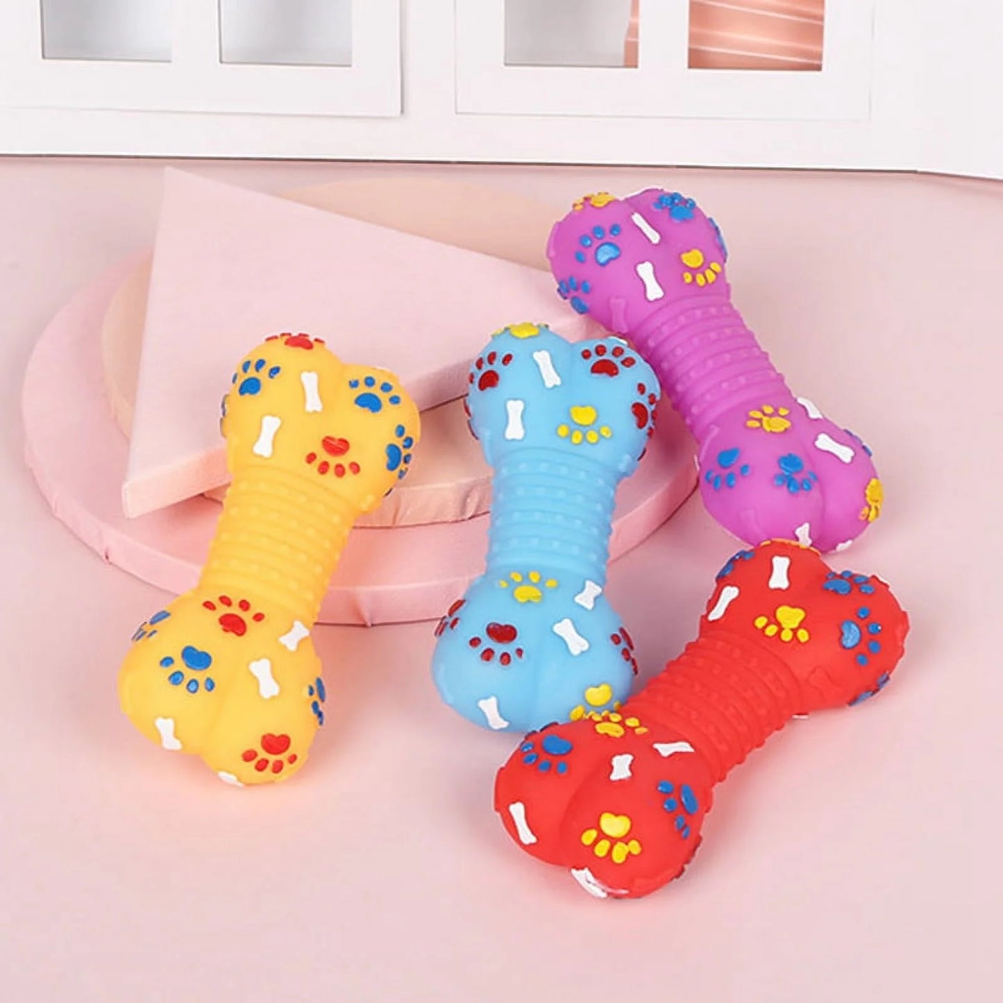 Dog Squeaky Toy Plastic Training Funny Bone Shape Dog Toy Dog Play Toy for Puppy, Random Color.