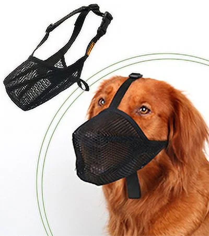 Dog Muzzle, Soft Mesh Muzzles for Small Medium Large Dogs Chihuahua Poodle Husky Labrador Retriever, Breathable Dog Mouth Guard for Biting Chewing Grooming, Allow Panting Drinking, Easy to Use