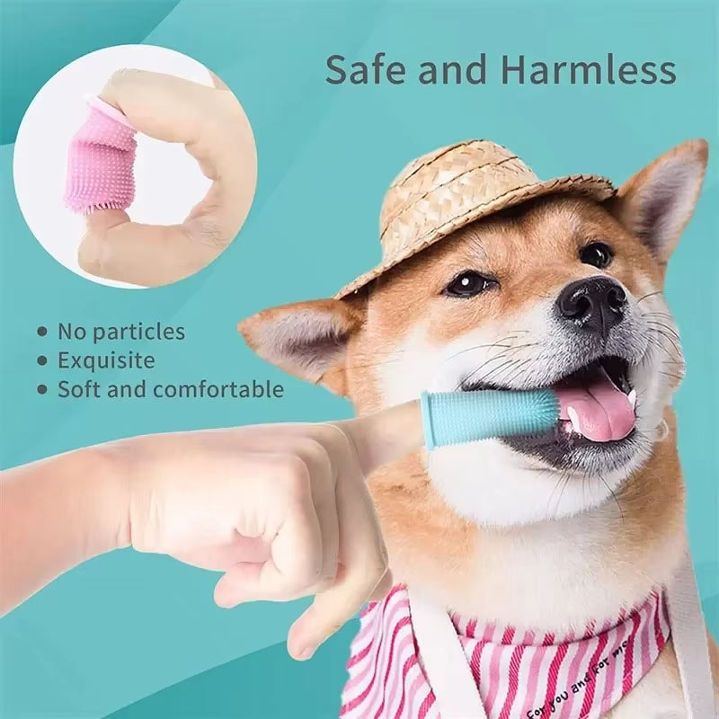 Dog Super Soft Pet Finger Toothbrush Teeth Cleaning Bad Breath Care Nontoxic Silicone Dog Cat Oral Cleaning Supplies Dental Care.