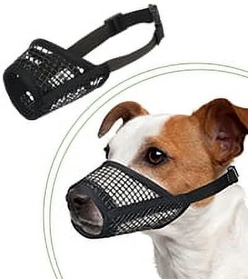 Dog Muzzle, Soft Mesh Muzzles for Small Medium Large Dogs Chihuahua Poodle Husky Labrador Retriever, Breathable Dog Mouth Guard for Biting Chewing Grooming, Allow Panting Drinking, Easy to Use