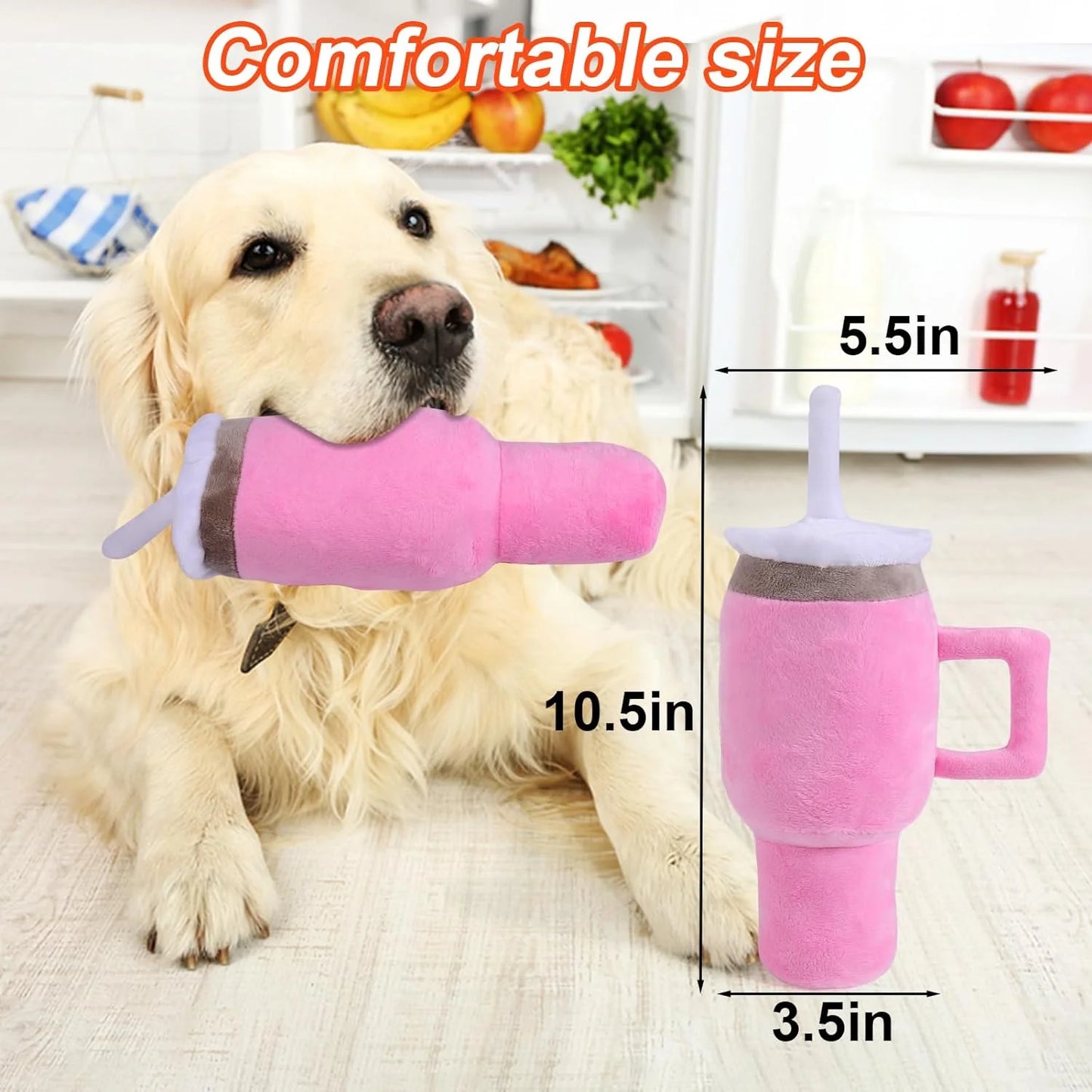 Cute Squeaky Dog Toys Cup, Soft Tumbler Funny Dog Toys for Aggressive Chewers, Safety Design Dog Toys, Fluff and Tuff Dog Toys for Small/Medium/Large Dog Exercise and Accompany(Blue).