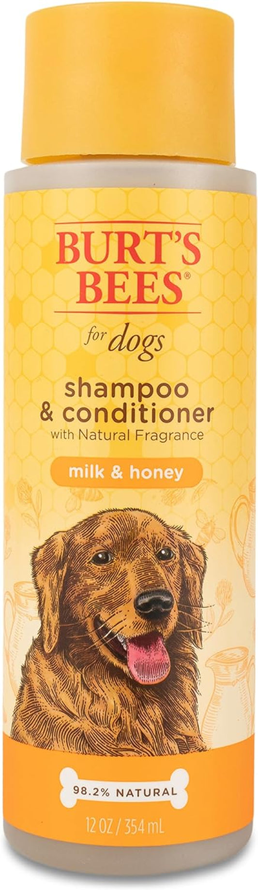 Shampoo and Conditioner with Milk and Honey, 98.2% Natural Origin Formulas, Dog Shampoo plus Conditioner, Gentle Dog Conditioner, Best Dog Conditioner for Itchy Dogs, 12 Oz