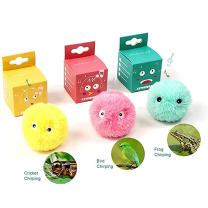 Smart Cat Toys Plush Electric Catnip Training Toy Kitten Touch Sounding Pet Product Squeak Toy Ball.