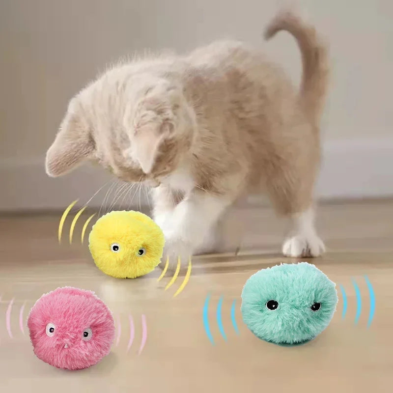 Smart Cat Toys Plush Electric Catnip Training Toy Kitten Touch Sounding Pet Product Squeak Toy Ball.