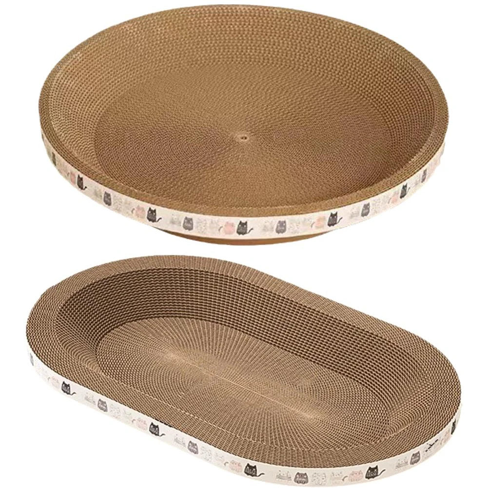 Cat Scratcher Cardboard Round Oval Cat Scratch Pad Bowl Nest for Indoor Cats Grinding Claw Round Cat Scratching Board.