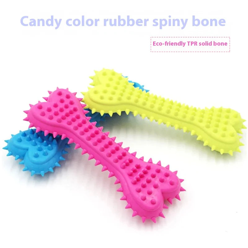 1PC Pet Chew Toy Soft Rubber Bite-resistance Bone Shape Teeth Grinding Chewing Toys for Small Dogs Training Pet Supplies.