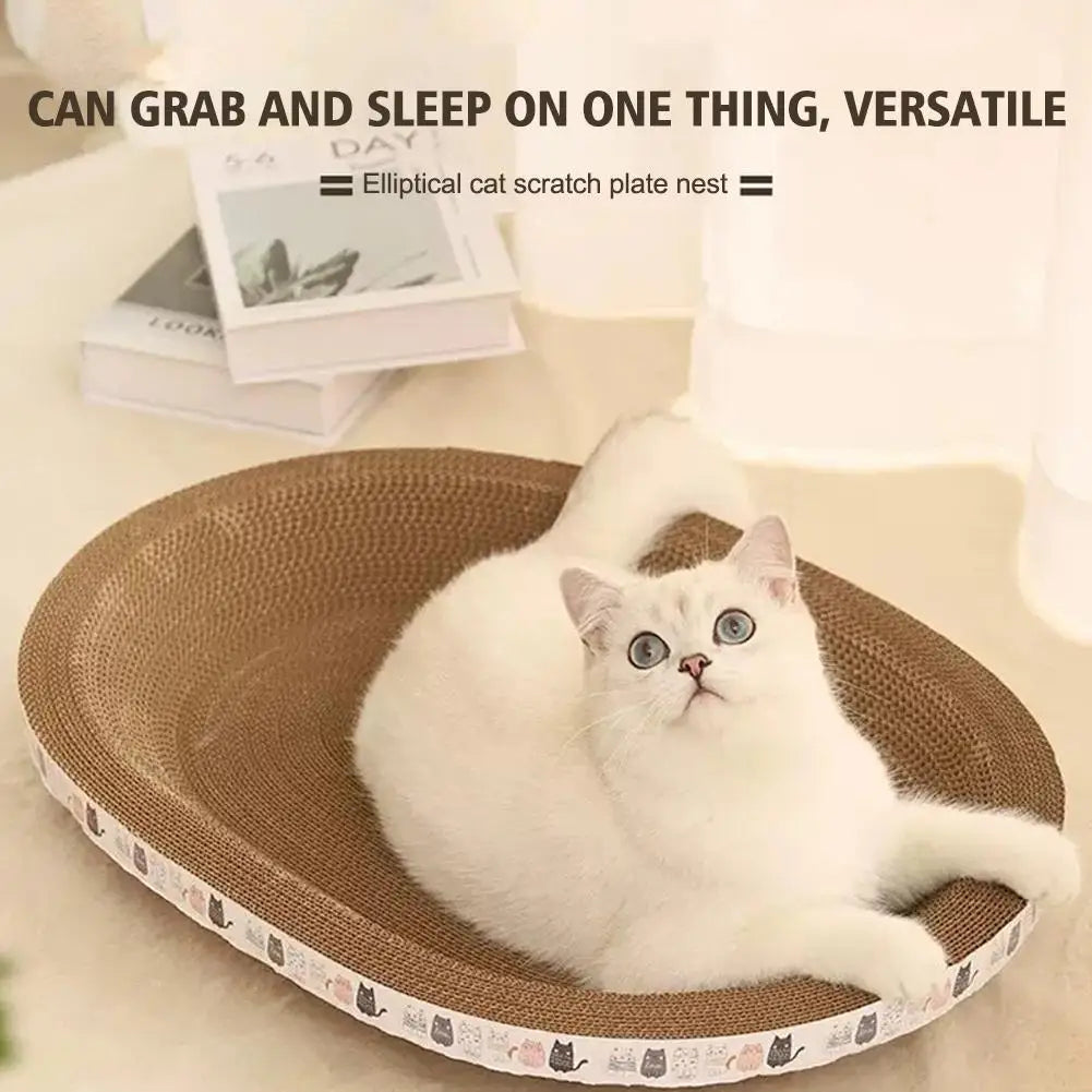 Cat Scratcher Cardboard Round Oval Cat Scratch Pad Bowl Nest for Indoor Cats Grinding Claw Round Cat Scratching Board.