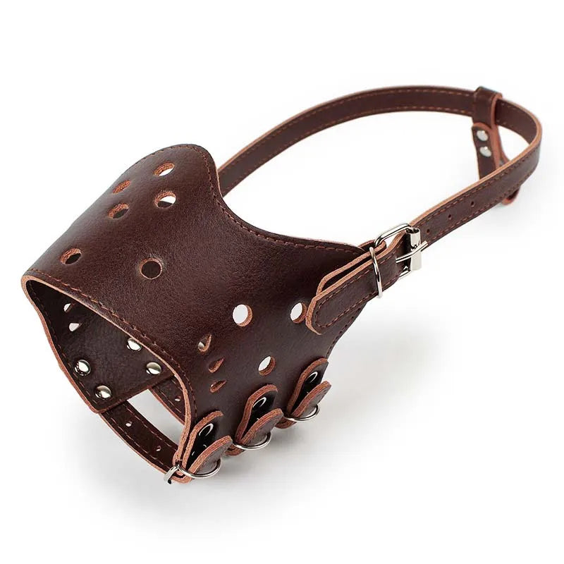 Soft Leather Muzzle ,Breathable, Adjustable