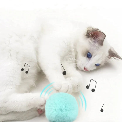 Smart Cat Toys Plush Electric Catnip Training Toy Kitten Touch Sounding Pet Product Squeak Toy Ball.