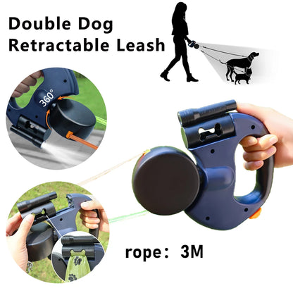 Dual Doggie Leash, LED Light