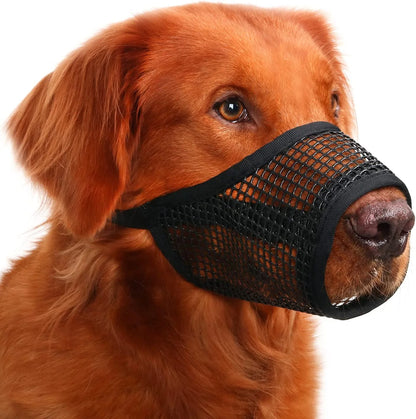 Dog Muzzle, Soft Mesh Muzzles for Small Medium Large Dogs Chihuahua Poodle Husky Labrador Retriever, Breathable Dog Mouth Guard for Biting Chewing Grooming, Allow Panting Drinking, Easy to Use