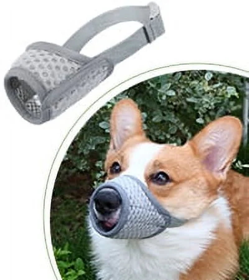 Dog Muzzle, Soft Mesh Muzzles for Small Medium Large Dogs Chihuahua Poodle Husky Labrador Retriever, Breathable Dog Mouth Guard for Biting Chewing Grooming, Allow Panting Drinking, Easy to Use