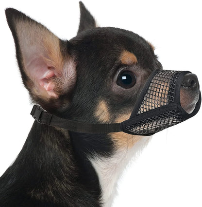 Dog Muzzle, Soft Mesh Muzzles for Small Medium Large Dogs Chihuahua Poodle Husky Labrador Retriever, Breathable Dog Mouth Guard for Biting Chewing Grooming, Allow Panting Drinking, Easy to Use