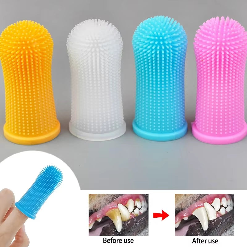 Dog Super Soft Pet Finger Toothbrush Teeth Cleaning Bad Breath Care Nontoxic Silicone Dog Cat Oral Cleaning Supplies Dental Care.