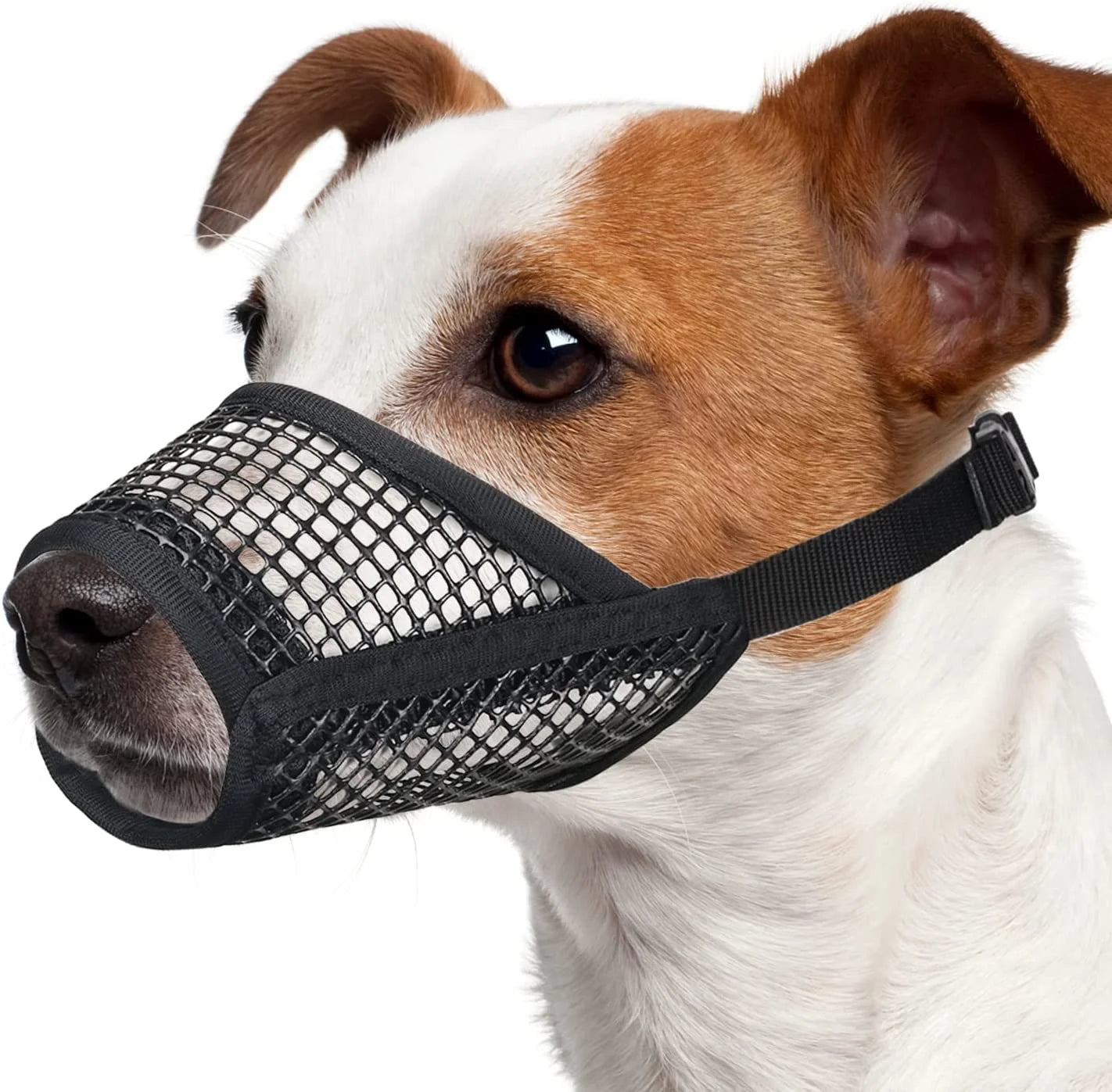 Dog Muzzle, Soft Mesh Muzzles for Small Medium Large Dogs Chihuahua Poodle Husky Labrador Retriever, Breathable Dog Mouth Guard for Biting Chewing Grooming, Allow Panting Drinking, Easy to Use